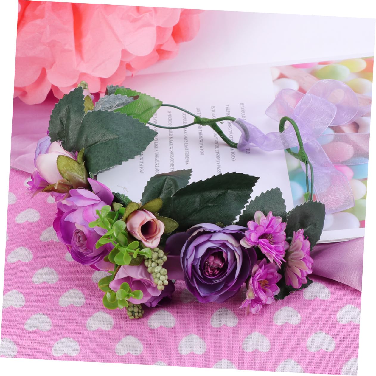 Healeved 2piezas Diadema De Flores Artificiales Para Novia y Dama De Honor Tocado De Boda Color Adorno Para Pelo Celebraciones y