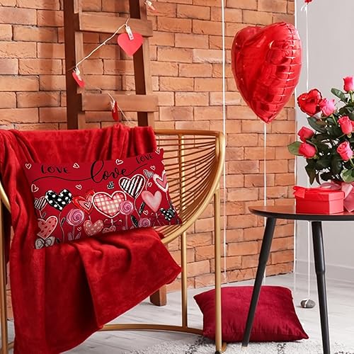 Miniatura 2 de Funda de almohada para el día de San Valentín de 12 x 20 pulgadas, decoración del día de San Valentín para el hogar, diseño de lunares, corazón, San