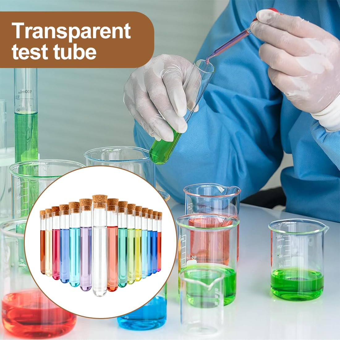 Provette Plastica Trasparente Con Tappo 15 Pezzi 12Mm×75Mm Per Esperimenti Scientifici