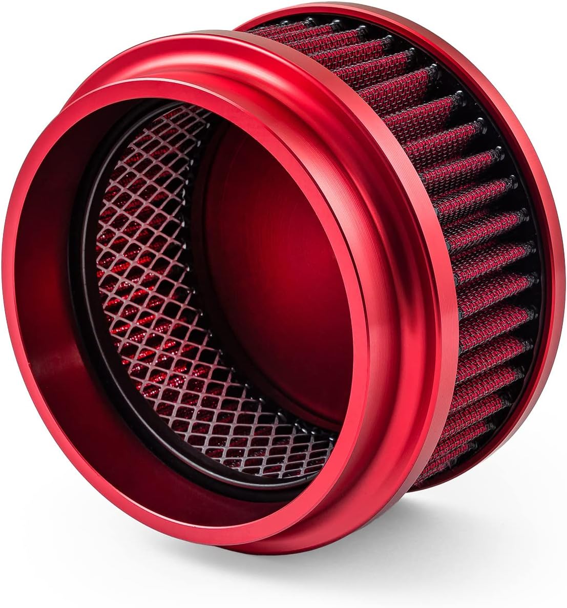 Speedmaster PCE104.1087.02 6" x 2" Washable Filter Billet Aluminum Air Cleaner Assembly Kit - Red