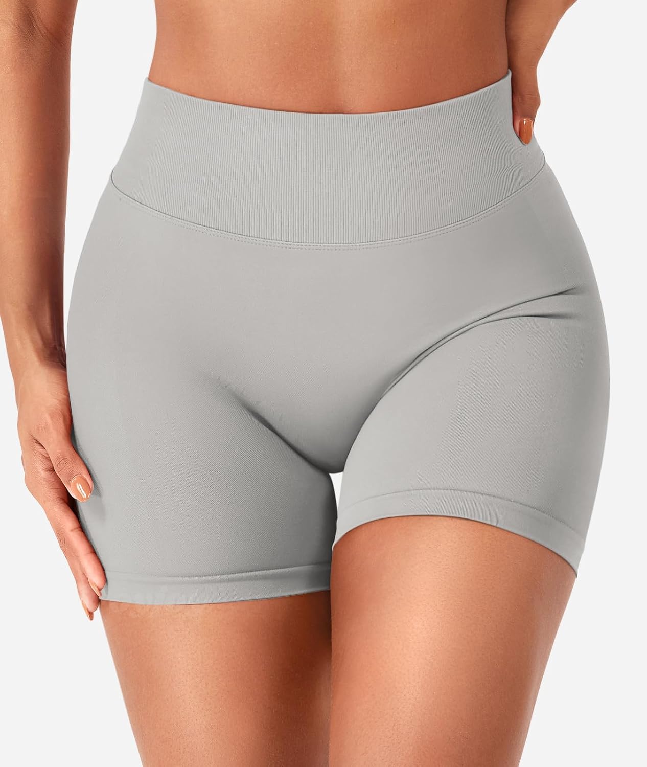 VOYJOY Women Workout Impact Shorts 3.6" V Back High Waist Scrunch Butt Lifting Seamless Gym Biker Shorts - Image 4