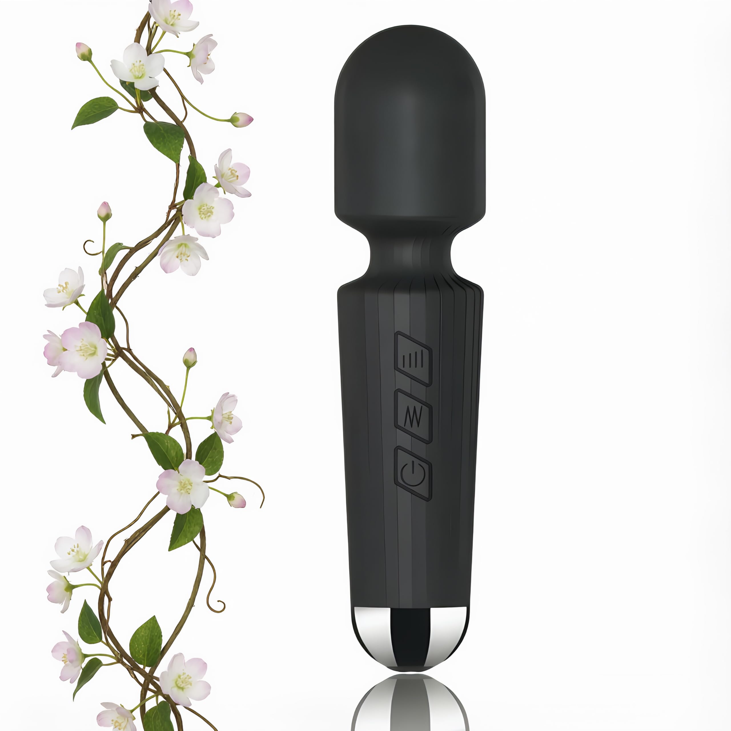 Personal Massager, Silicone, Multiple Speeds, 20 Modes, USB Rechargeable, Pink, Rose, Black (Black)
