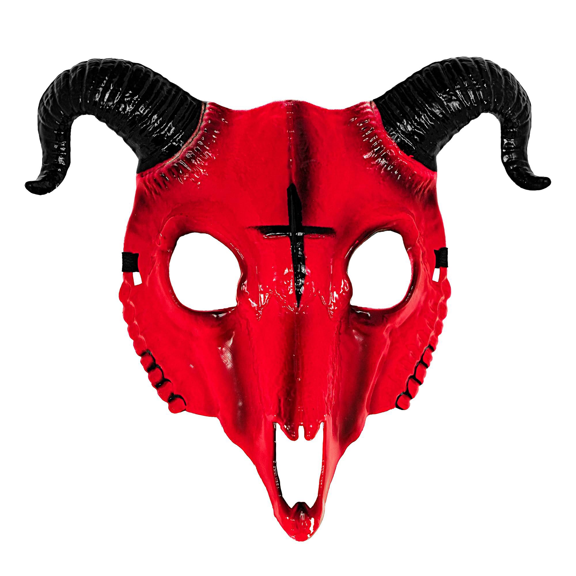 W WIDMANN MILANO Party Fashion - Mask for Devil, Demon, Goat, Lucifer with Horns and Cross, Halloween and Carnival