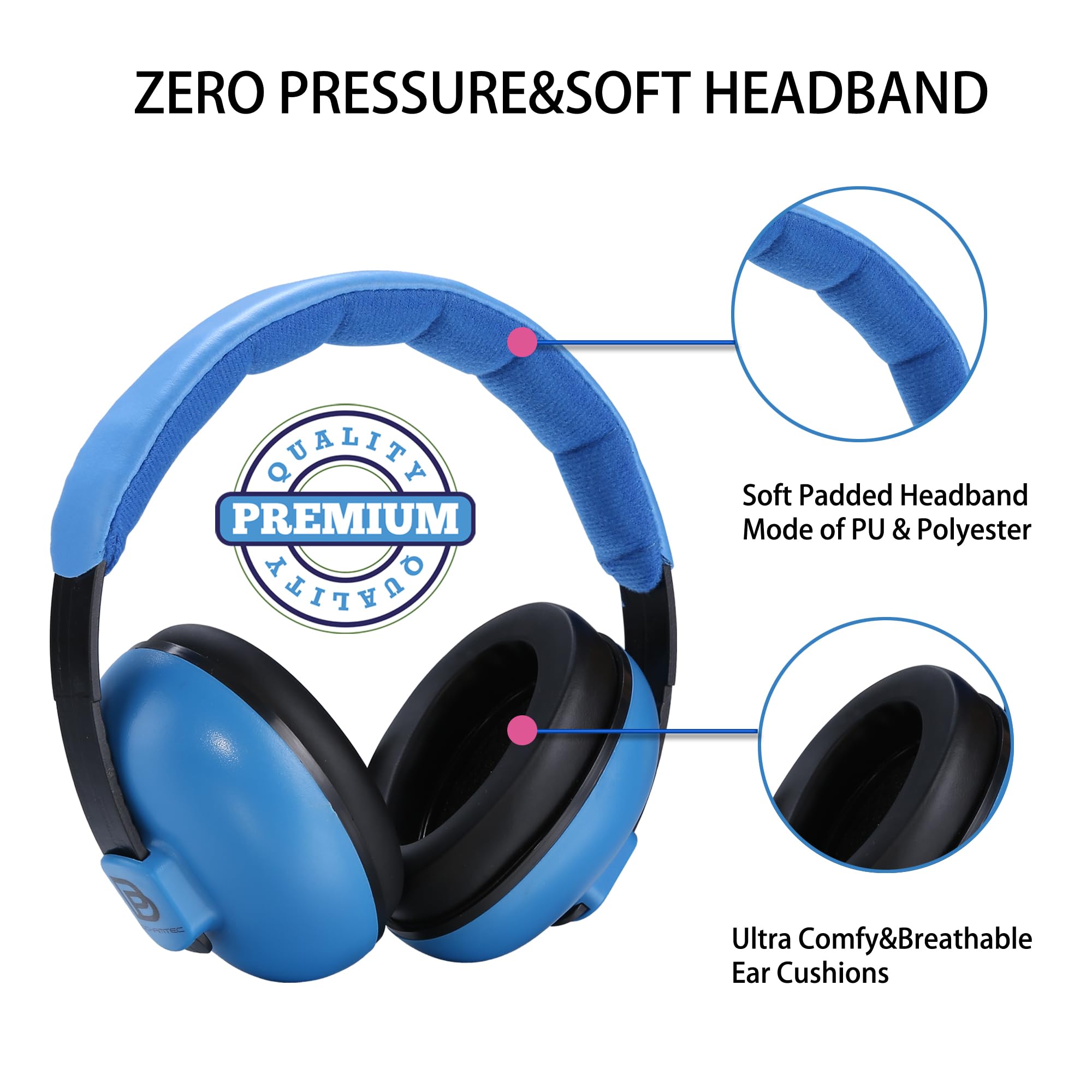 BOCHAMTEC B Baby Ear Proteciton Noise Cancelling Headphones for Babies and Toddles -Ages 3-24+months(blue) 4
