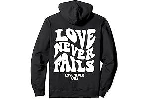 Love Never Fails Trendy Fashionable Positive Pullover Hoodie