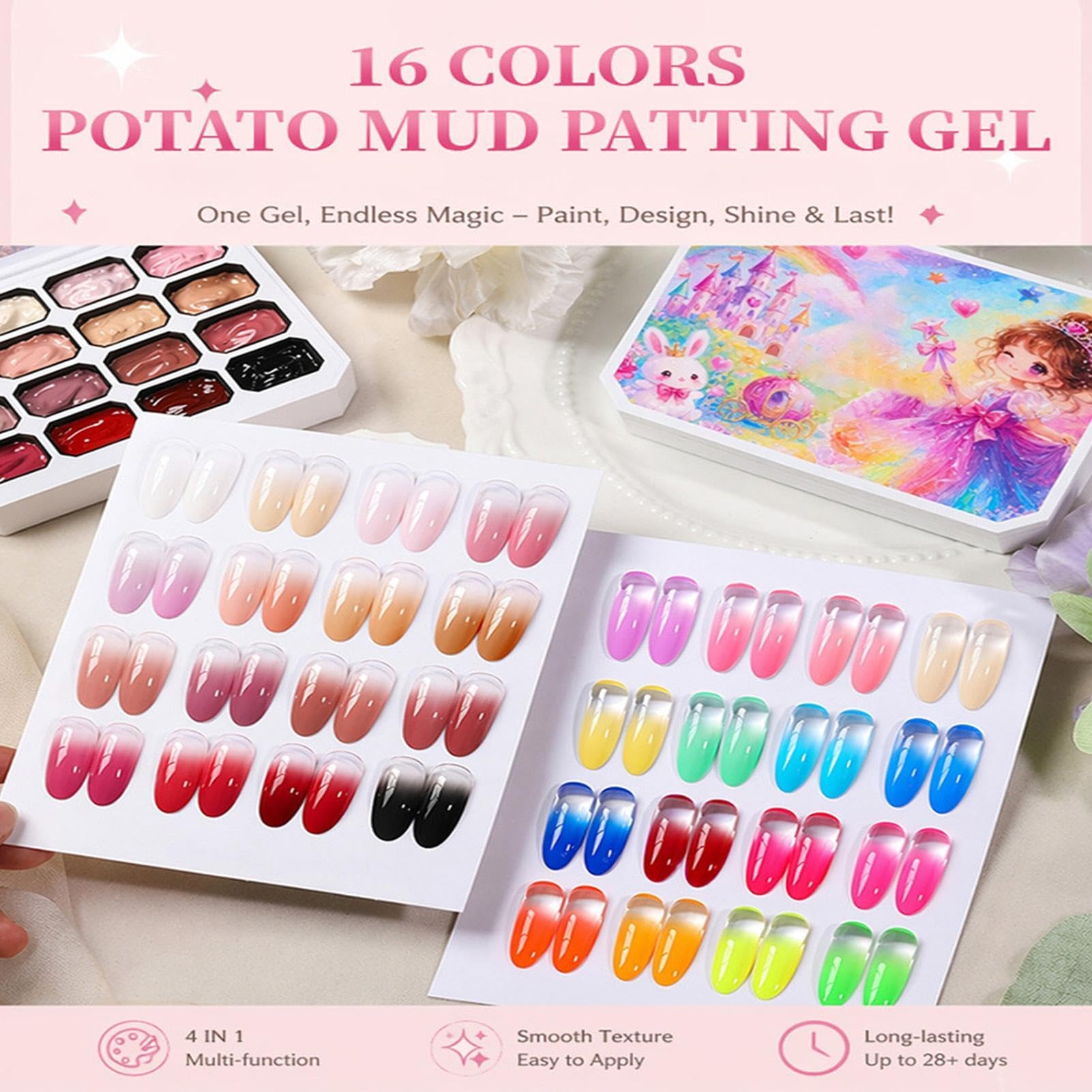 Palette de peinture à ongles 16 couleurs dégradées