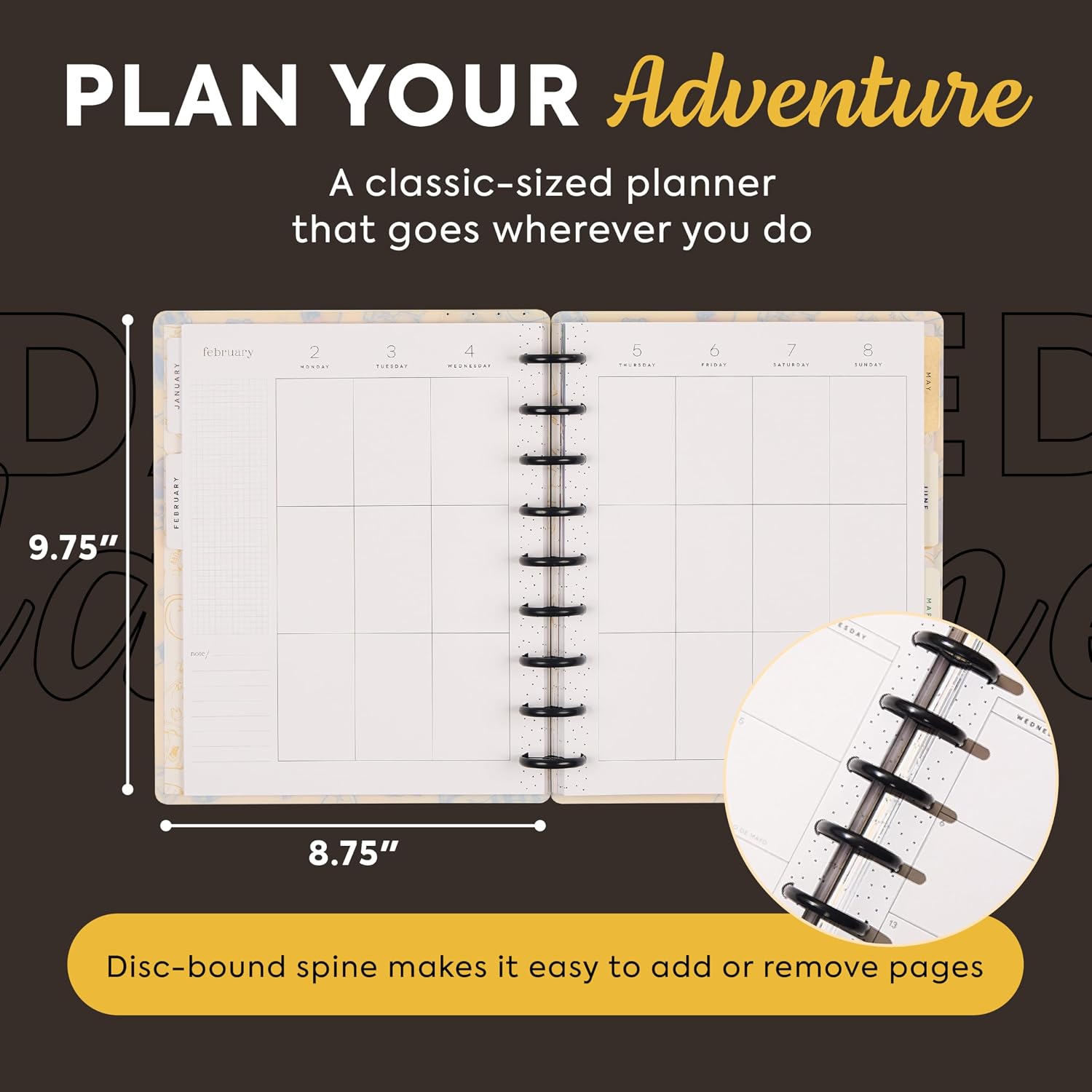 Happy Planner Harry Potter Disc-Bound 12-Month January–December 2026 Planner, Classic Size, Vertical Layout, Hufflepuff Magic