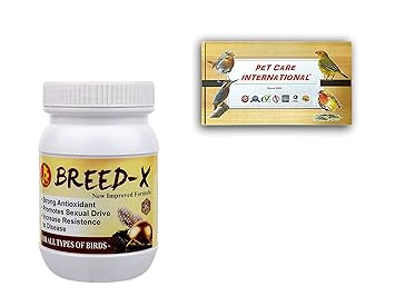 Pet Care International (PCI) Breed-X with Book by Sadiq Bhaimia Introduction to Bird Keeping & to Provide All Essential Nutrition for Healthy Bird Breeding Healthcare (250grm)