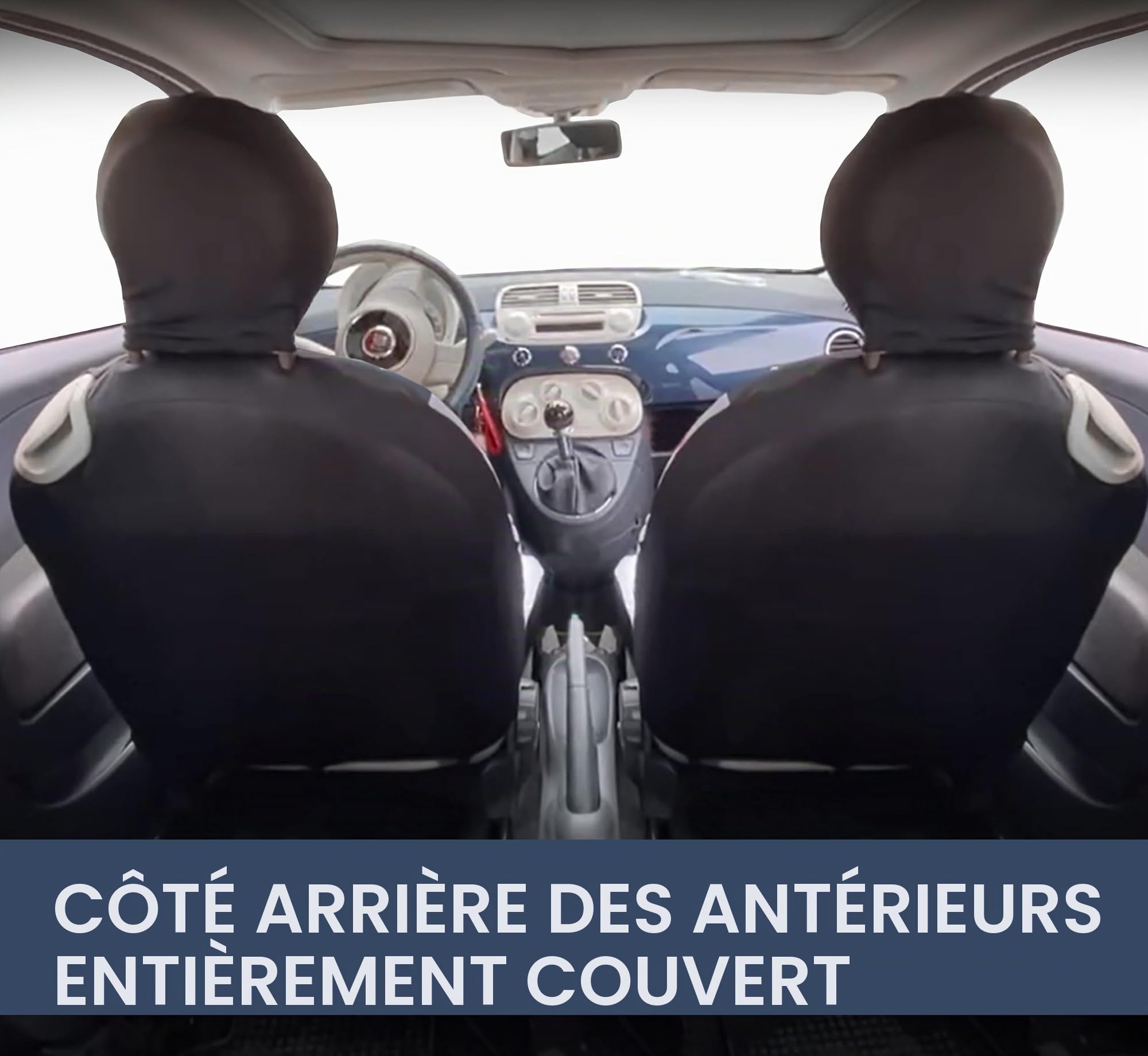 Auto Accessori Lupex Housses de siège Auto compatibles avec Cinquecento 500, fabriqué en Italie, Tissu Polycoton, Ensemble Avant et arrière (Noir - Rouge avec Dossier arrière 50e50)