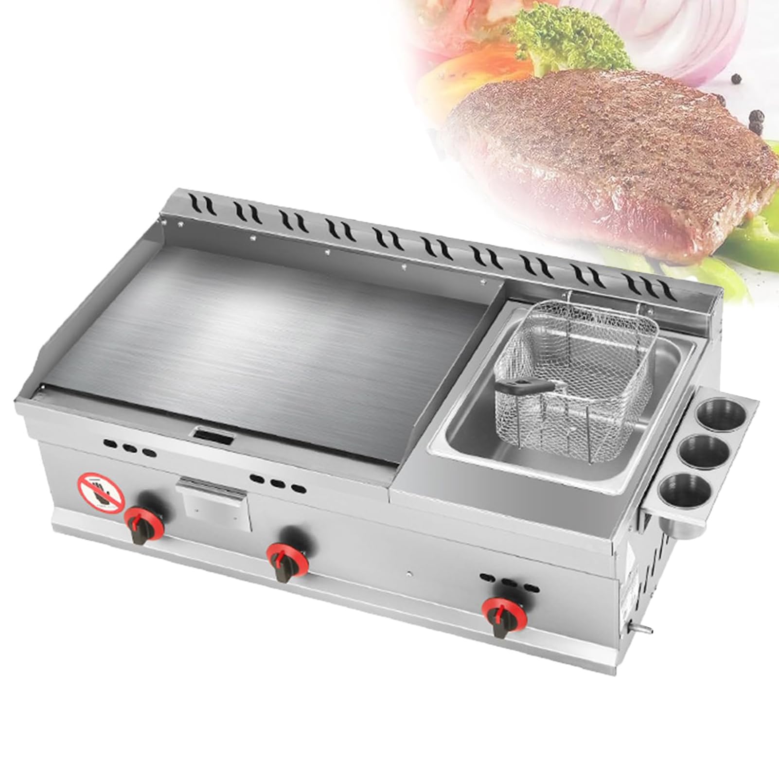 Piastra a gas commerciale - Griglia piatta da banco in acciaio inox con temperatura regolabile per eventi di catering e cucina