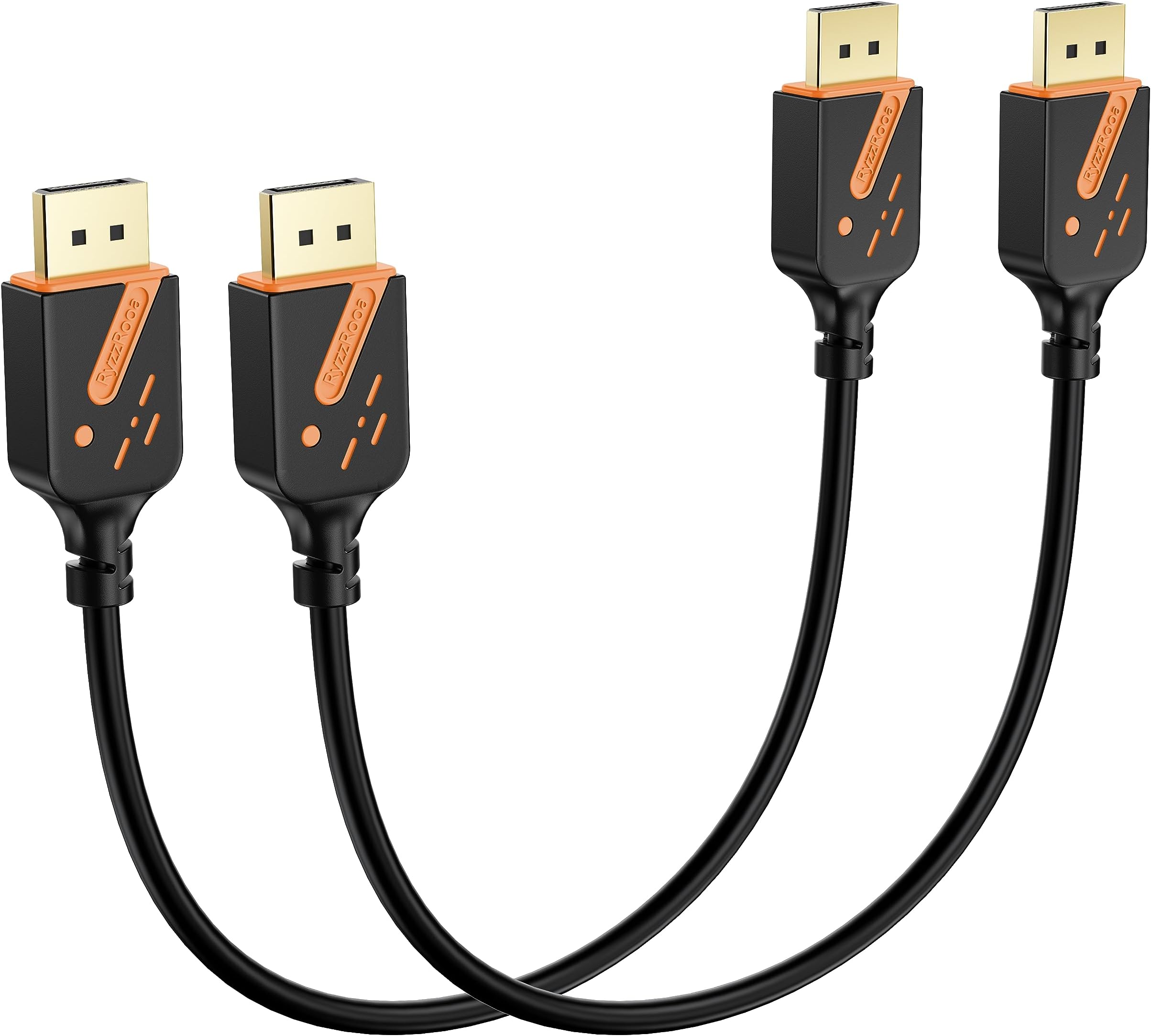 RyzzRooa Short DisplayPort Cable 1 FT, 2-Pack DP to DP Cables, 4K Display Port Cable Male to Male Adapter with 2K@165Hz/144Hz Support 3D, HDR for Gaming, TV, Monitor, Docking Station …