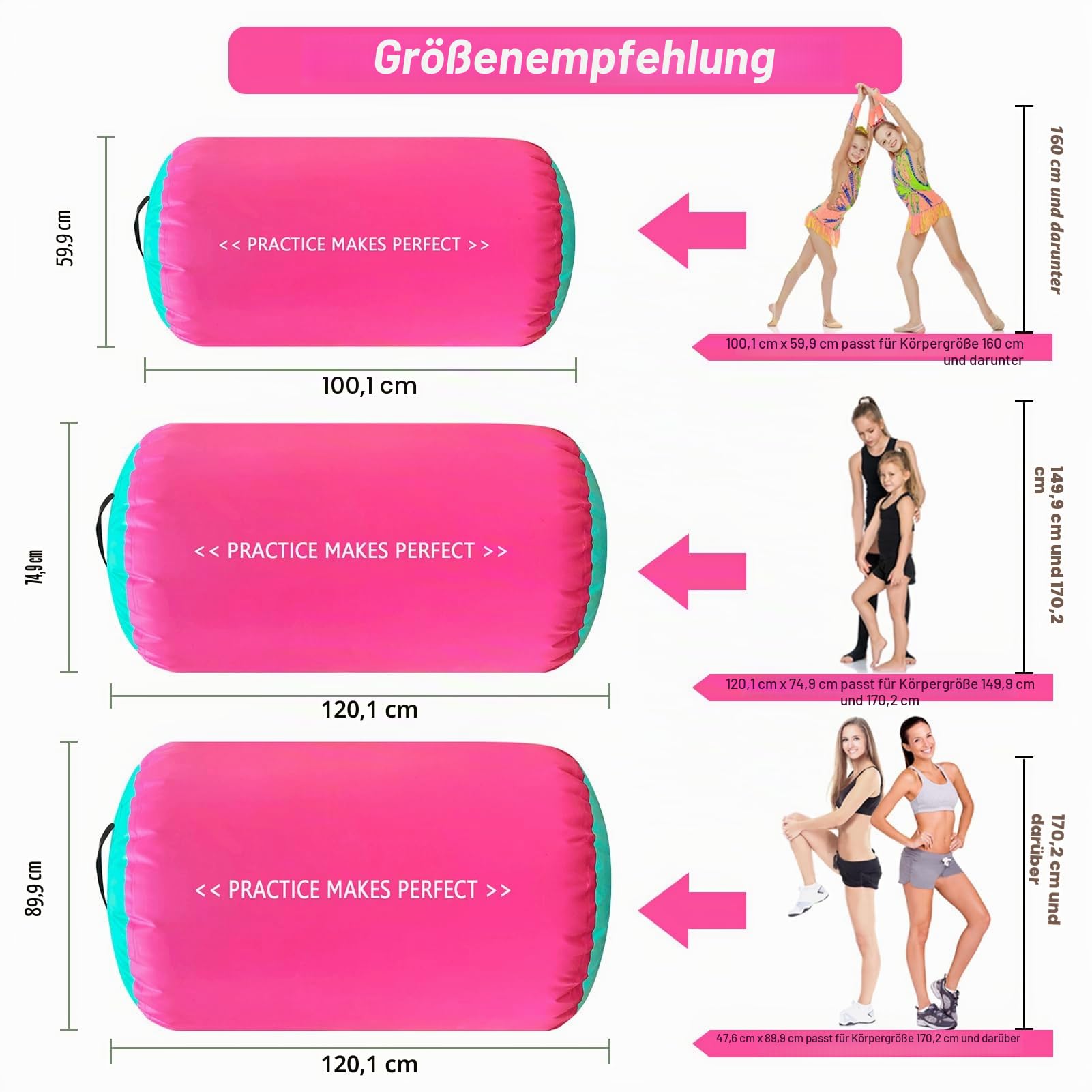 VOFiTNY Gymnastik-Luftrolle für Tumbling-Training für Zuhause/Fitnessstudio