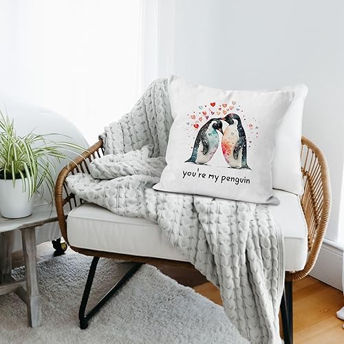 Miniatura 2 de Liosei Fundas de almohada de San Valentín You're My Penguin de 18 x 18 pulgadas, almohada para pareja, regalos de pingüino para mujeres, regalos del