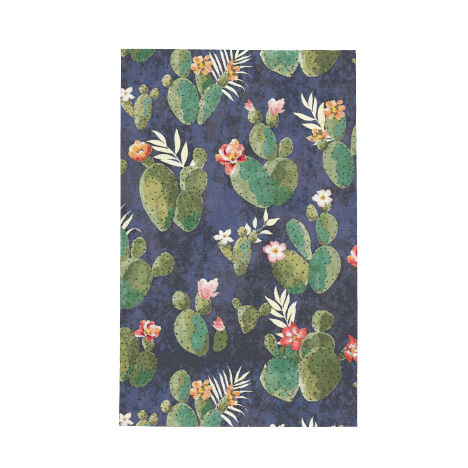 CKGODGF Watercolour Cactus Print Absorbent Waffle Dishcloths,Kitchen Towels With Hanging Loops,Tea Towels.