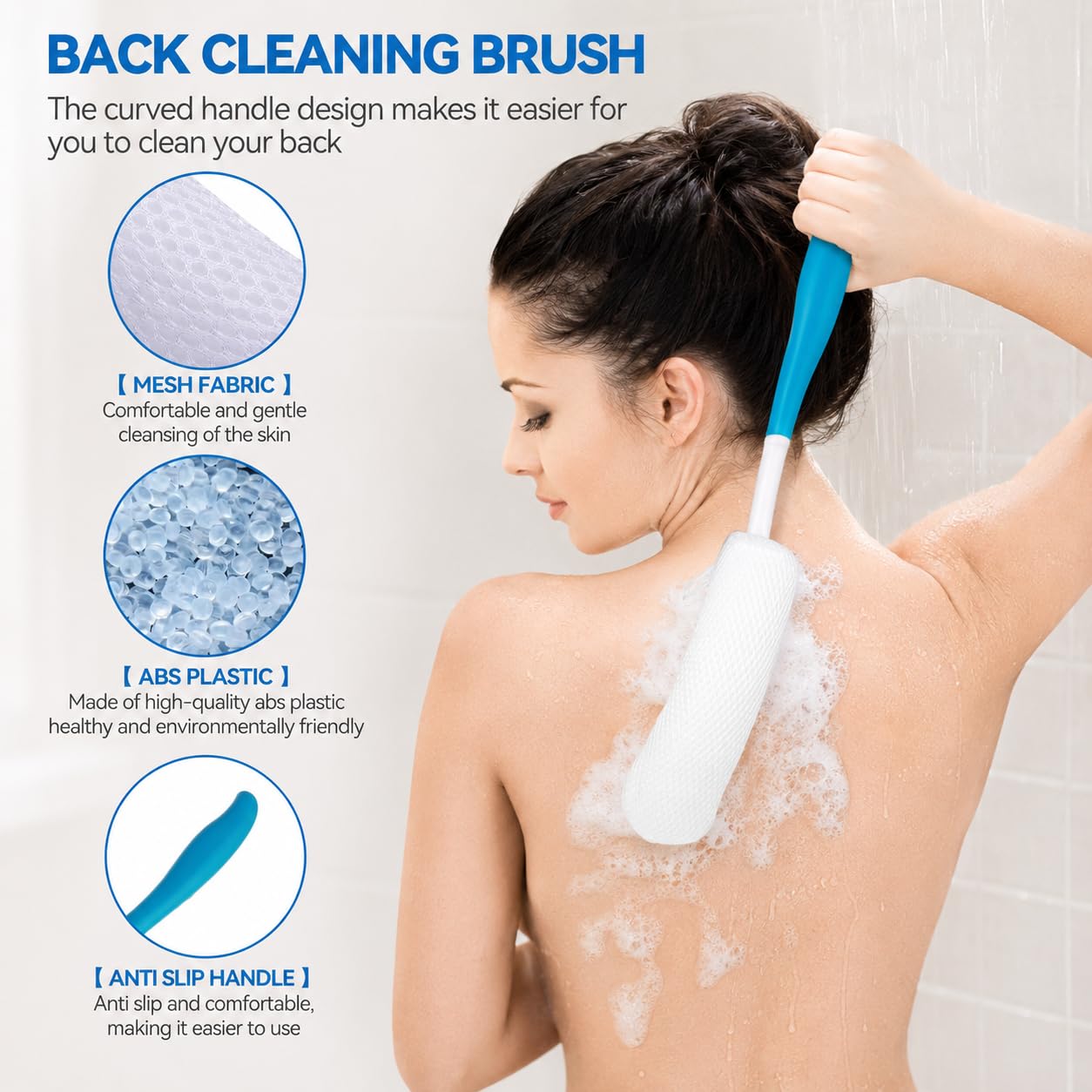 Toilettenhilfe Set 3-teilig – Po Abwischhilfe mit Langem Griff, Rücken- & Badebürste sowie Ergonomische Haarbürste, für Senioren, Schwangere, Übergewichtige & Menschen mit Einschränkungen