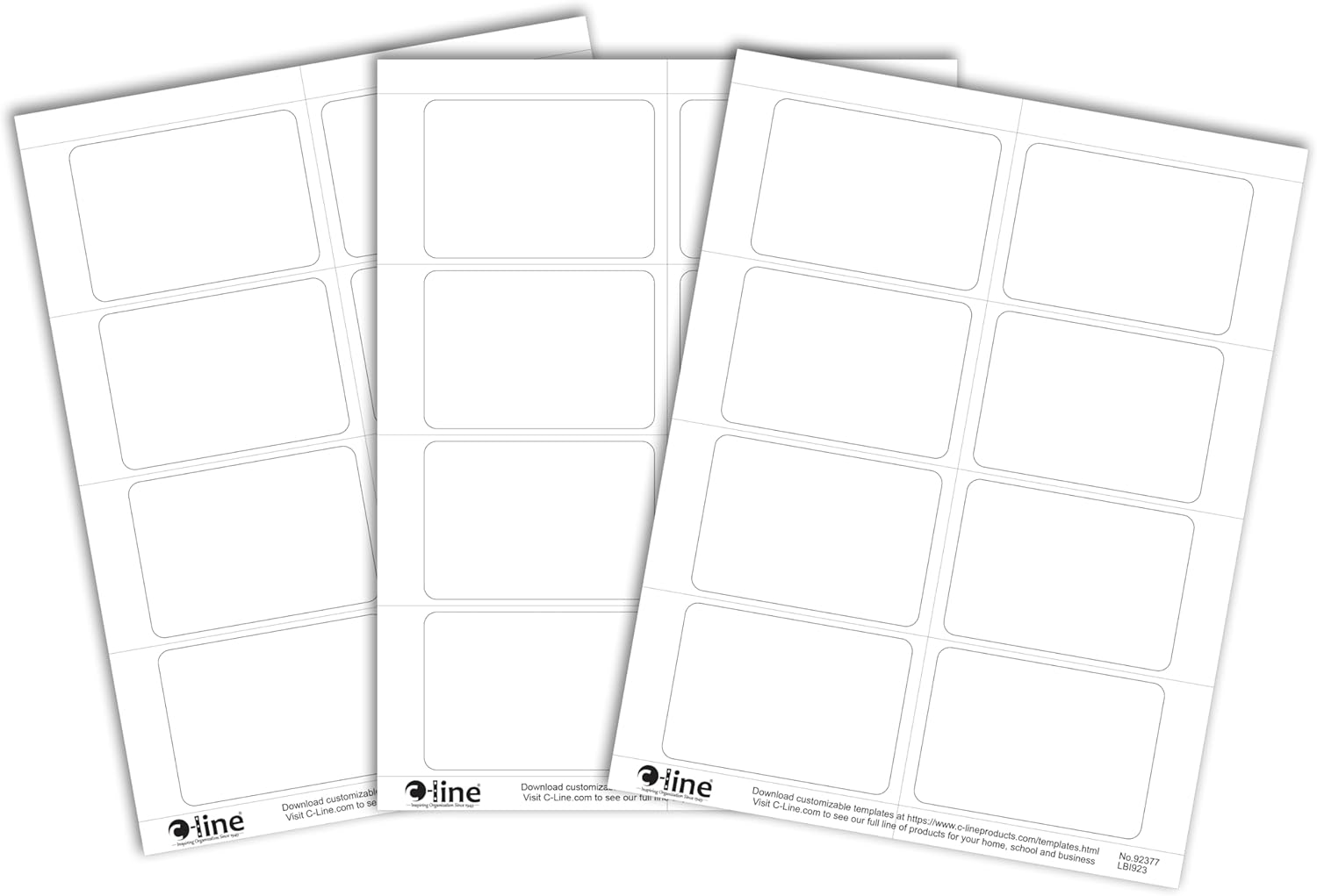 C-Line Pressure Sensitive Inkjet/Laser Printer Name Badges, Plain White 3.38 x 2.33 Inches, 200 Labels per Box (92377)