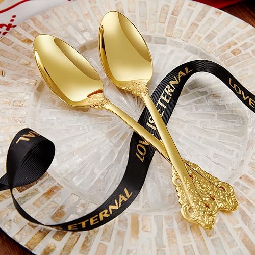 Miniatura 3 de KEAWELL Cuchara grande de servicio de 2 piezas, acero inoxidable 1810, cuchara de servir fina y grande, cucharada resistente, apta para