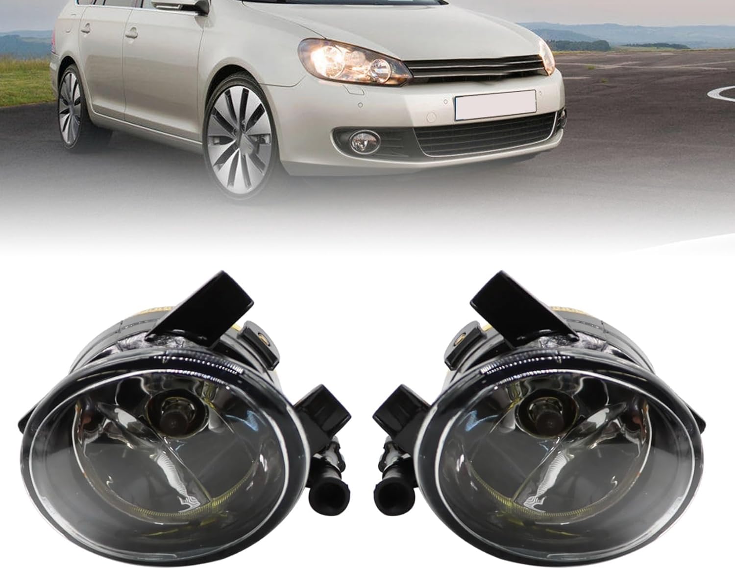 Clear Fog Light Assembly Compatible with 2011-2014 Jetta 2010-2014 Golf Front Fog Lamp w/12V 51W Halogen Bulb 5K0941699 5K0941699G