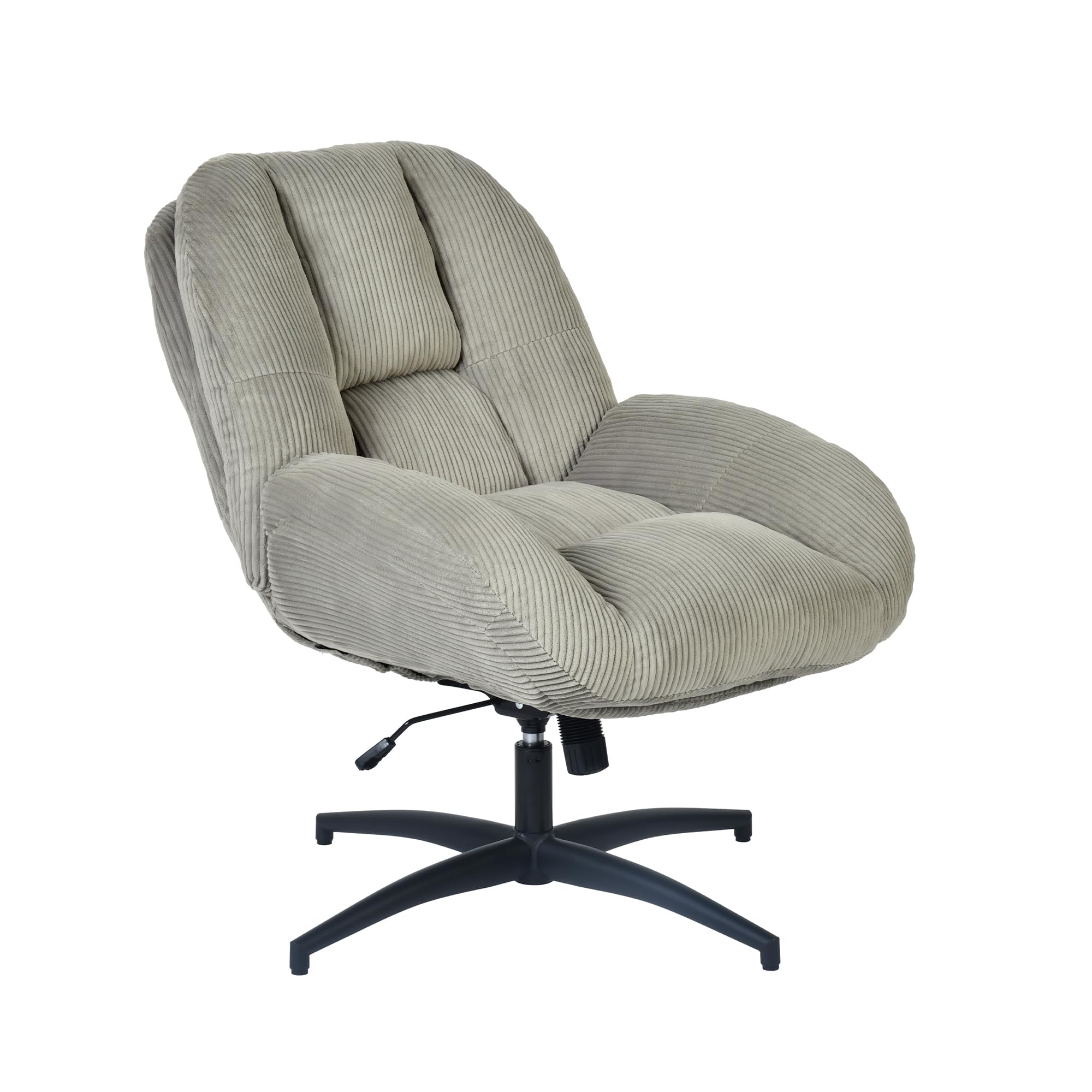 MEUBLE Cosy Sessel Drehbar Loungesessel mit Höhenverstellbar Wippfunktion Lehnstühle Relaxsessel Polsterstuhl für Schlafzimmer Wohnzimmer, Cordstoff, Grau