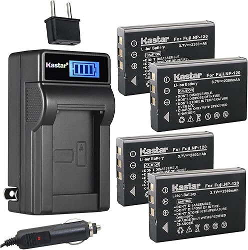 Miniatura 8 de Kastar Paquete de 2 baterías FNP-120 y cargador de CA LCD compatible con cámaras Ordro HDV-V12, HDV-V88, HDV-Z7, HDV-Z10, HDV-Z16, HDV-Z79, HDV-108,