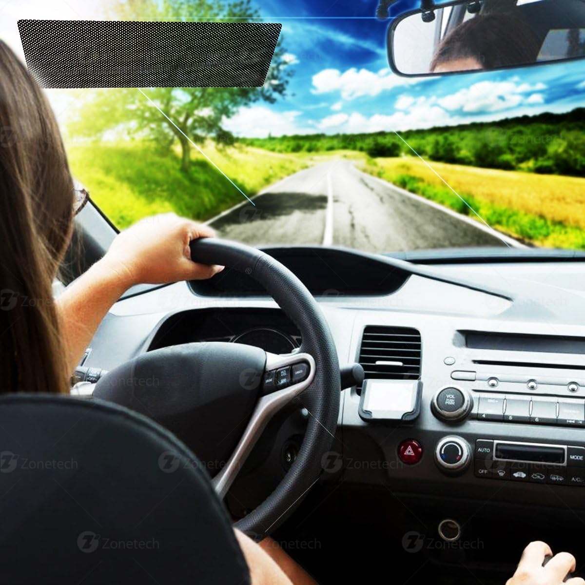 Zone Tech Cling Glare Reducer Sun Shade Side Window Sunshades Car Curtains UV Rays Visor Protection Universal Fit Protects from Sun- for All Year Round Use. Perfect for Road Trips (2 Pack)
