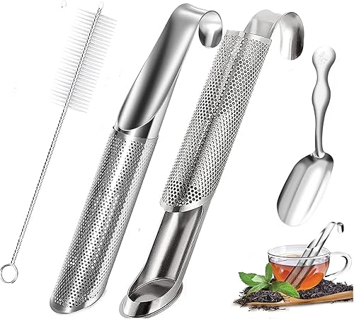 2 difusores de té de acero inoxidable, coladores de té de acero inoxidable para té suelto con mango de gancho para colgar, difusor de té de mango disponible en Yaxa Mexico
