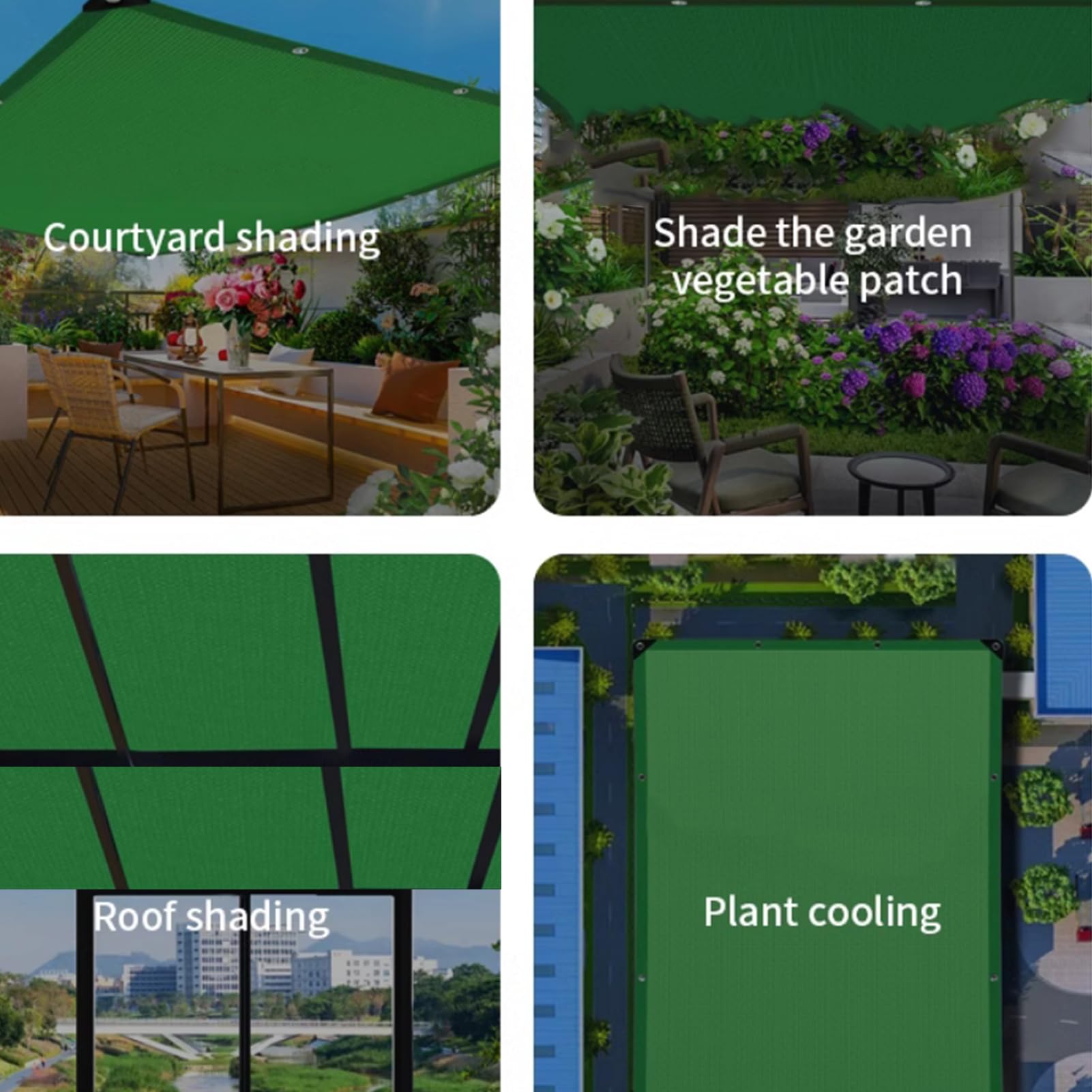 Malla Sombreo Jardín Verde Malla Sombreadora de Protección Solar Red De Sombra De Privacidad Transpirable Mallas de Sombreo con Ojales para Terraza Flores Balcón Piscina (6x8m/19.7x26.2ft)