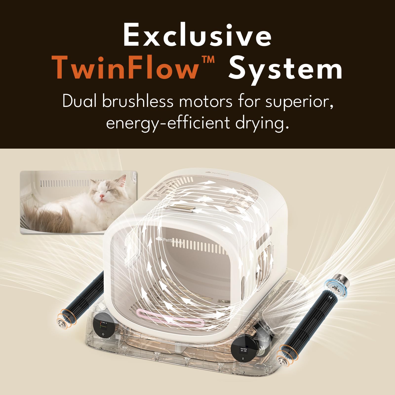 PetSnowy Pet Dryer Box - Safe Modular Design, 80L Large Space, Smart Temperature & App Control, 5 Sides Efficient Airflow, Ultra Quiet Cat and Dog Hair Dryer for Pet Grooming