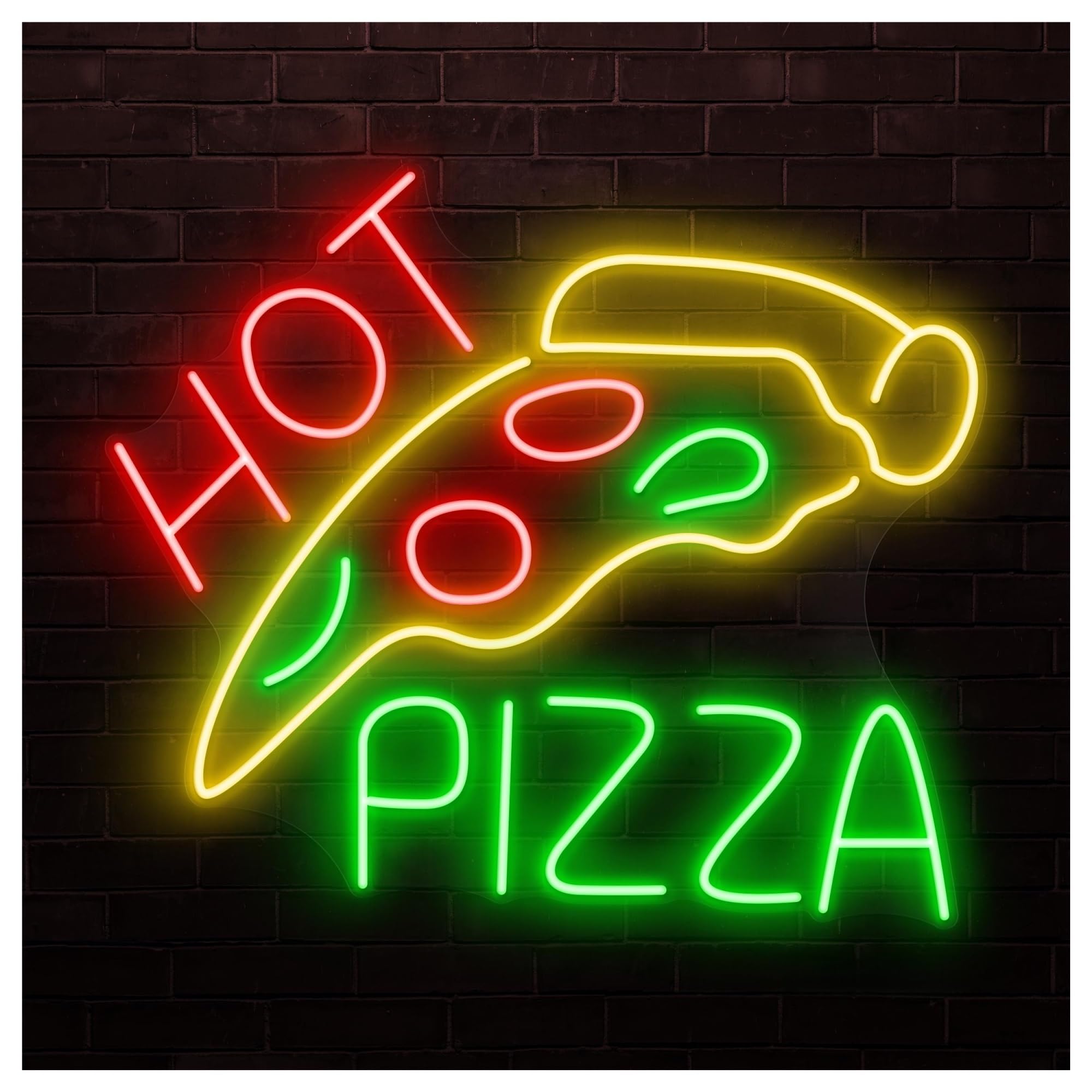 Hanging Art Neon Signs Hot Pizza Neon Sign, Suitable For Fast Food Decor With Brightness Adjustable 50cm