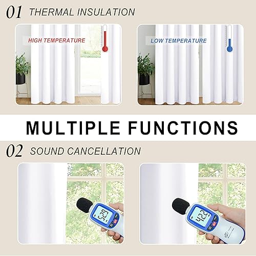 Miniatura 7 de XWZO Cortinas 100% opacas con alzapaños, 2 capas gruesas completamente sombreadas, tratamiento de ventana con aislamiento térmico, bolsillo para