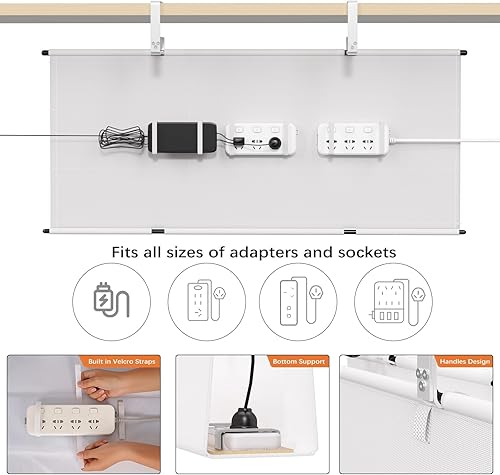 Miniatura 2 de Bandeja de organización de cables para debajo del escritorio, organizador de cables de 36 pulgadas para escritorio sin taladros, organizador de