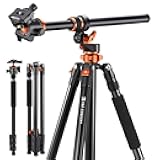 K&F CONCEPT 90''/230cm Ultra High Camera Tripod,Horizontal Overhead Shooting Travel Tripods with Metal Ball Head 10KG Load Capacity,Detachable Monopod, for Indoor and Outdoor Use T254A7+BH-28L