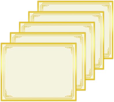 HAUTOCO 25 Sheets Certificate Paper 8.5 x 11 for Printing, Blank Gold Foil Border Diploma Paper, 180 GSM Award Certificate Paper for Achievement, Graduation, Office
