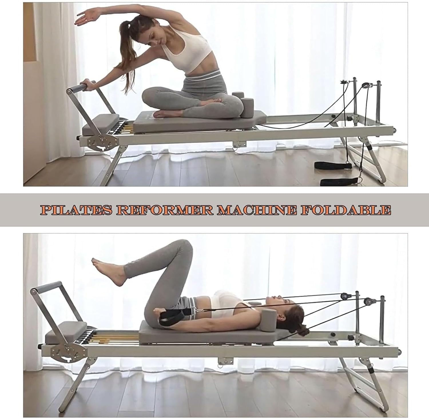 Multifunctional Pilates Reformer Set, Home/Gym Core Bed, Exercise Fitness Professional Equipment with Sit Box + Springboard