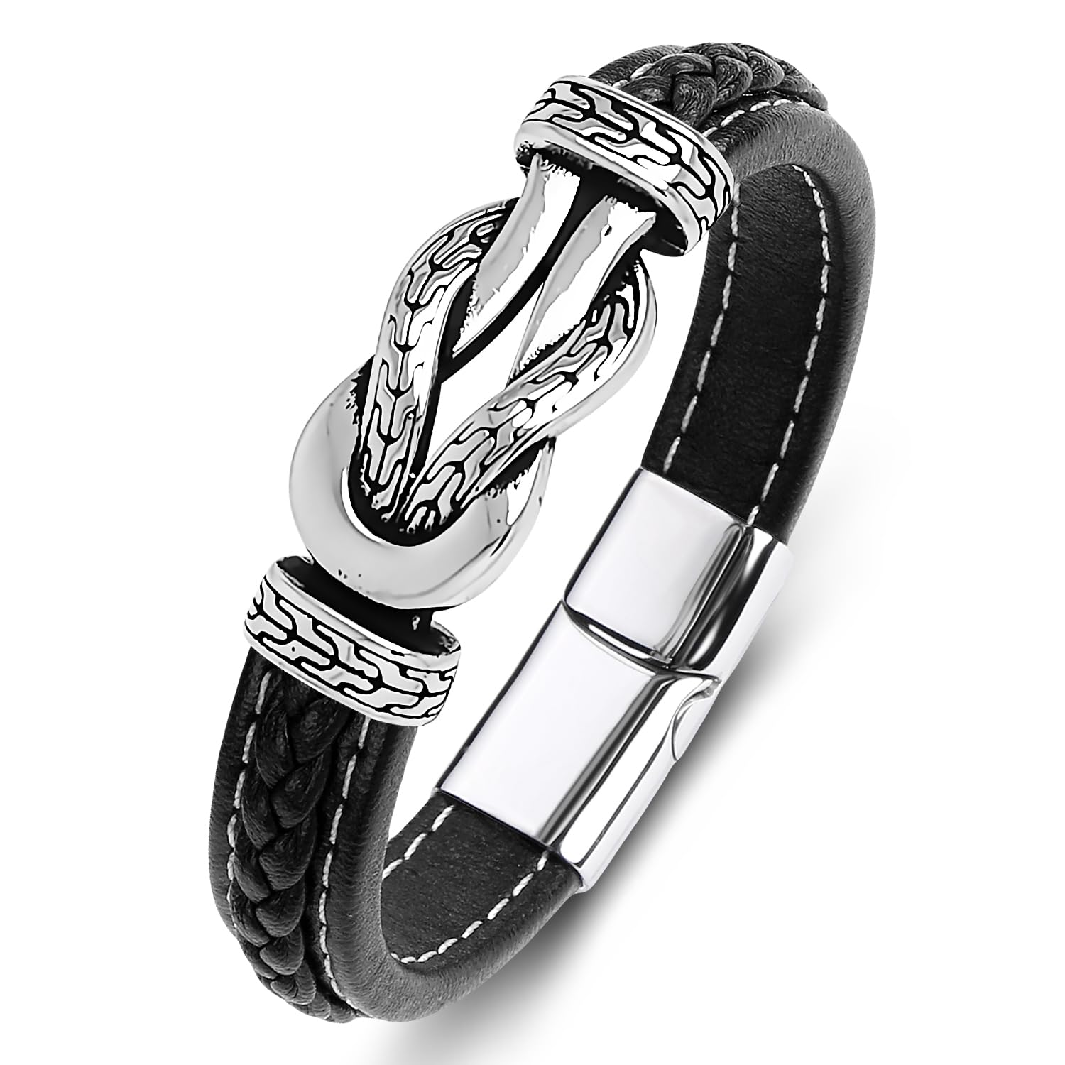 LJWVX Braided Leather Cuff Bracelet