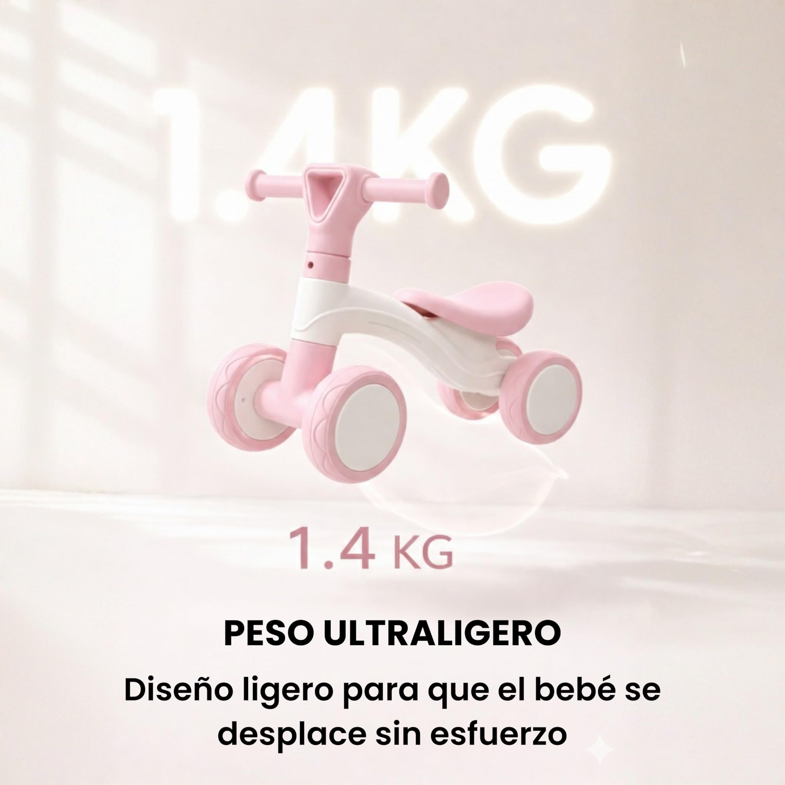 Edibaby, Triciclo Bebé 1 Año | Correpasillos Ligero | Primera Bicicleta de Equilibrio para Bebés | Bici sin Pedales | Juguete Niño 1-2 Años Ideal como Regalo (Rosa) — view 7