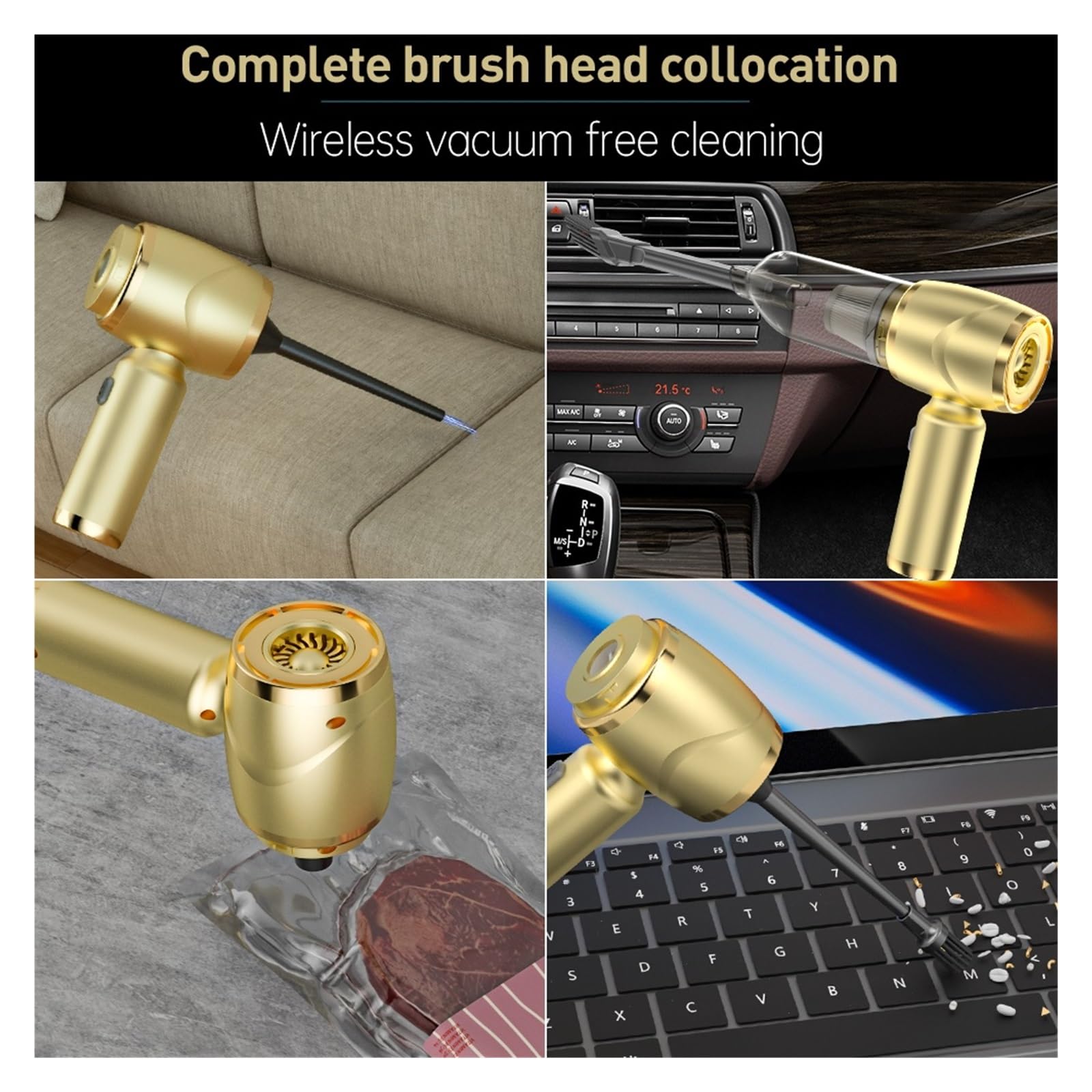 Aspiradora De Coche 100000PA Potente Máquina Limpieza Portátil Inalámbrica Mini Mano For El Teclado del Hogar Limpieza Fácil Rápida Diversos Escenarios(DS2+)
