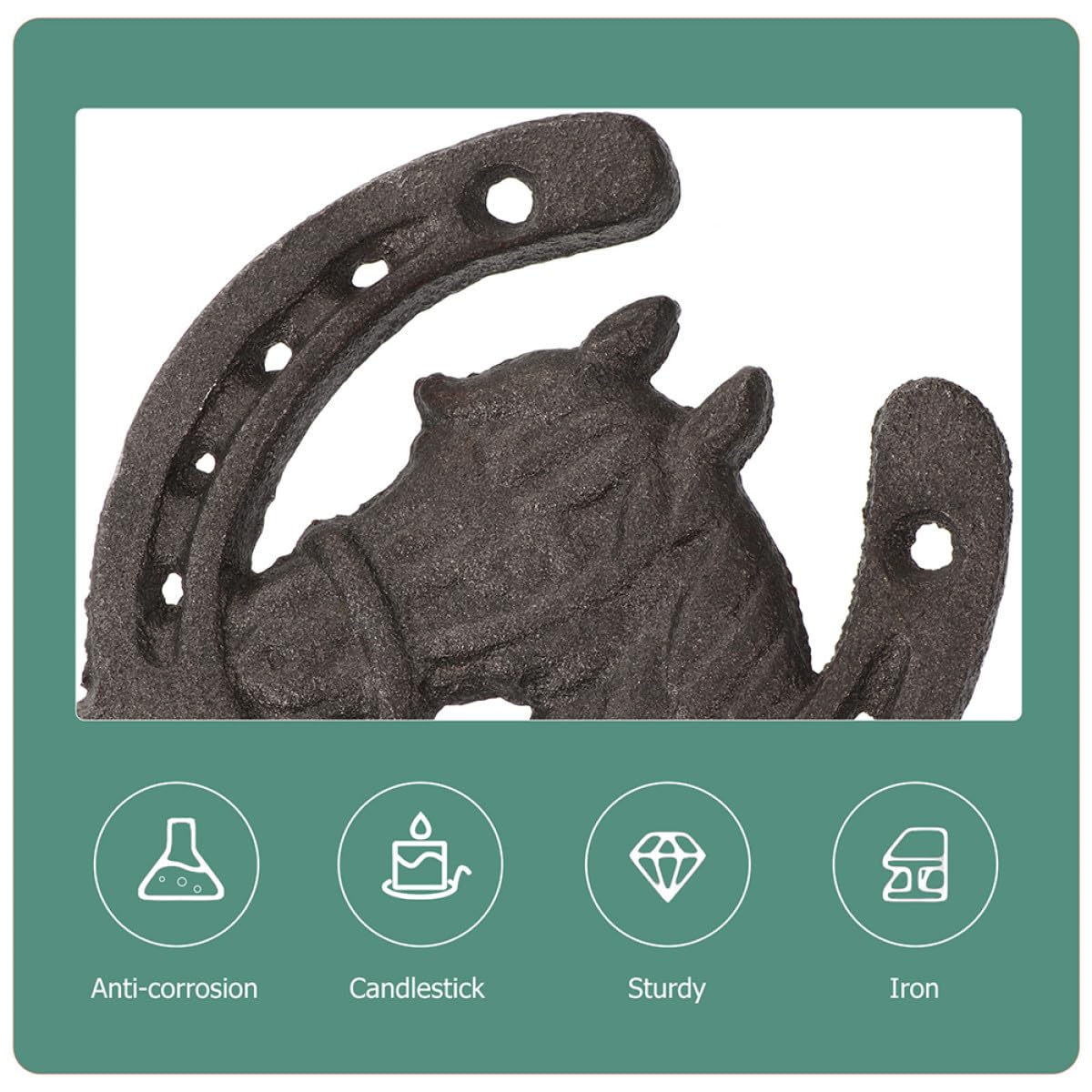 Ganci Decorativi da Parete a Ferro di Cavallo in Ferro Battuto 4 Pezzi