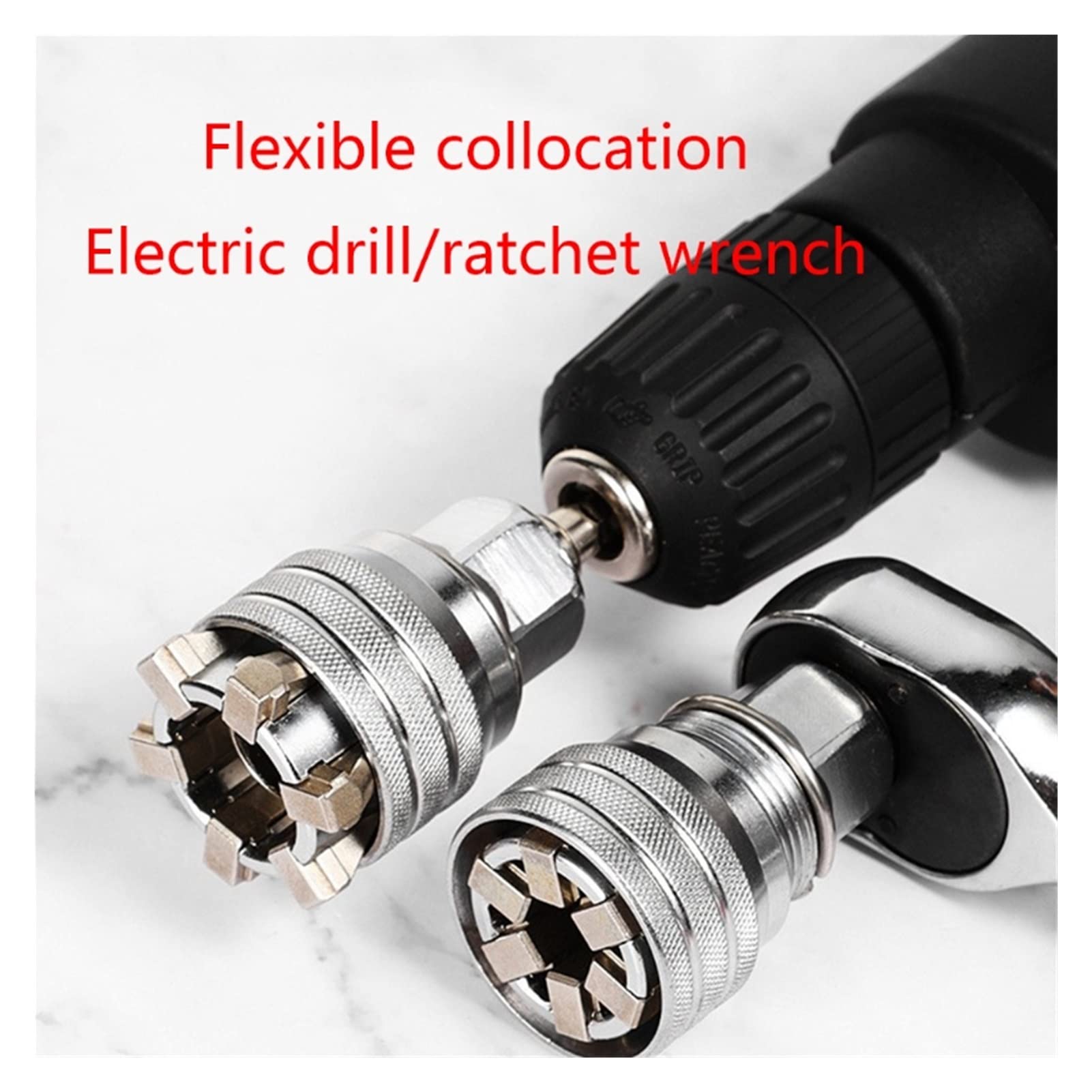 Socket Universel Clé Professionnelle Réglable Clé de Douille Adaptive Multi-Fonction Drive Socket 3/8 "