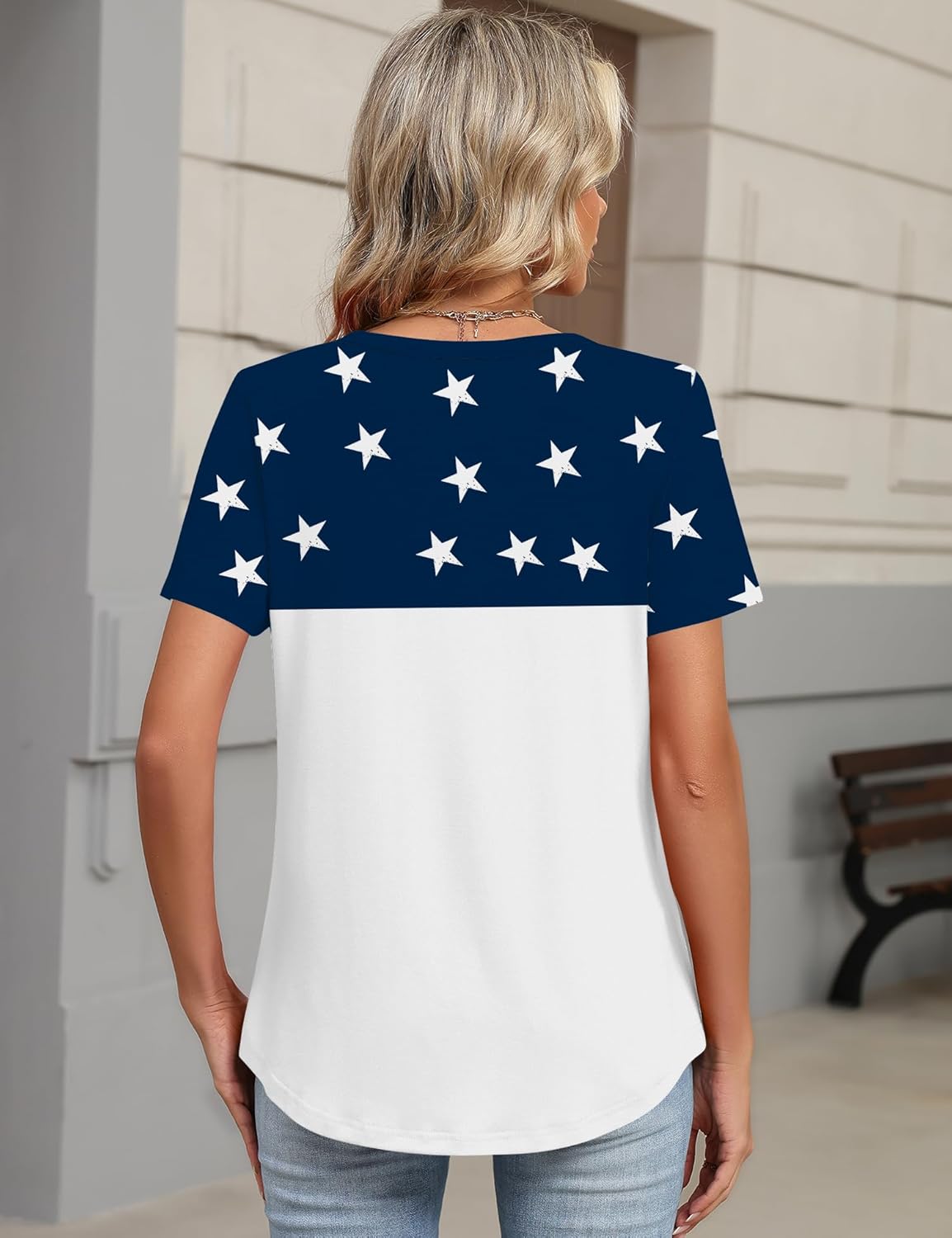 TCOT Women's Tops Dressy Casual Summer Blouses Short Sleeve Button V Neck Spring Tee Shirts - Image 3