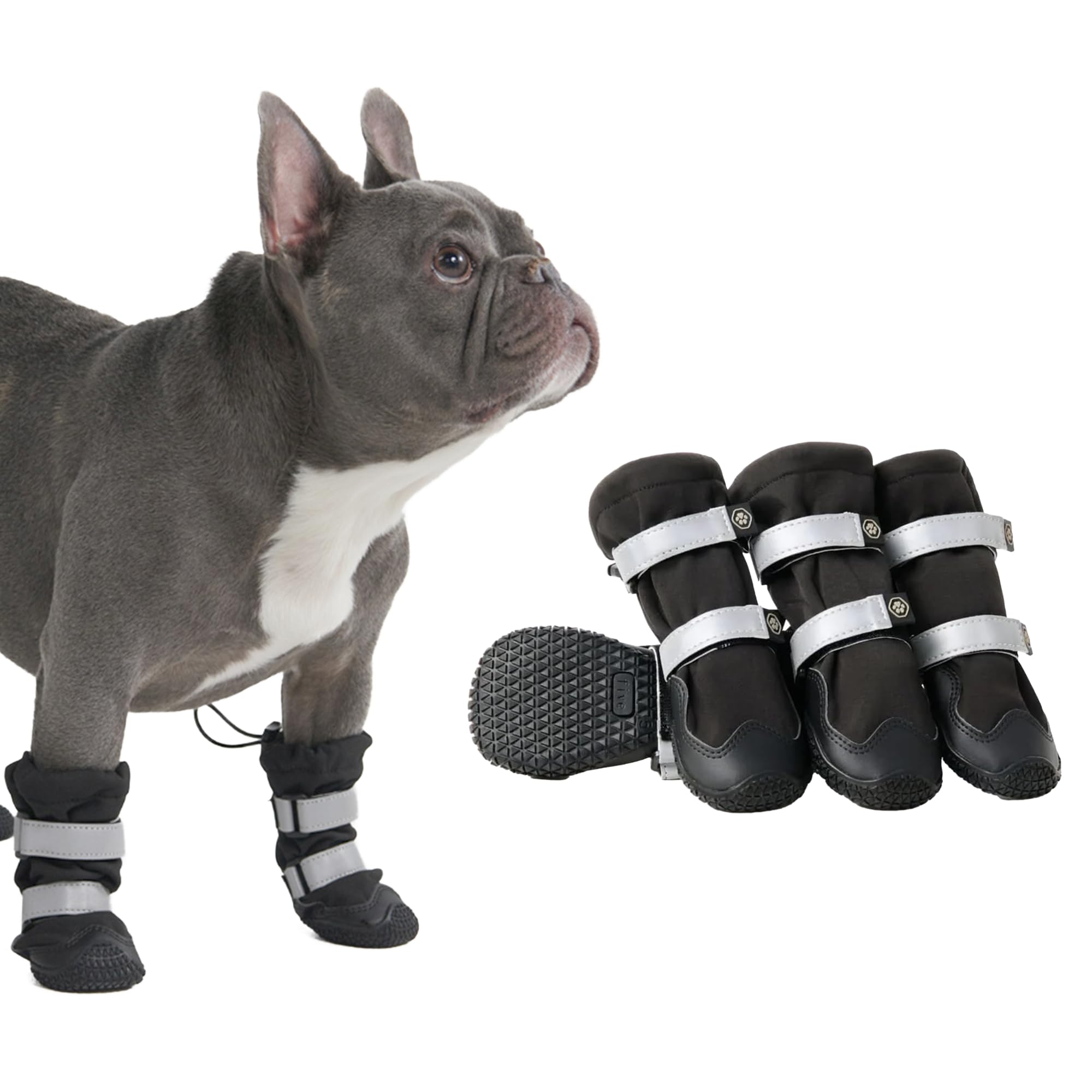 Spark Paws Hondenschoenen voor middelgrote en grote honden, antislip hondenlaarzen voor warm asfalt, winter, sneeuw, wandelen met reflecterende riemen, set van 4, groen, C
