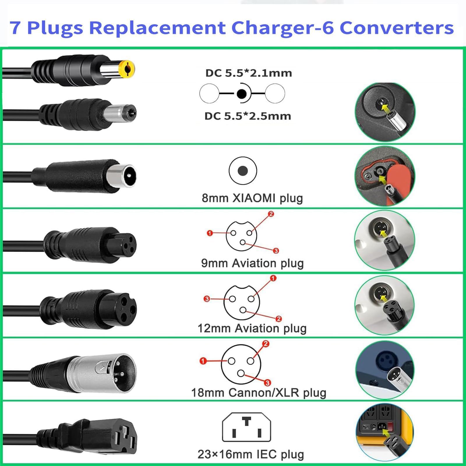 Amazon.com: (7 Plugs) 54.6V 3A Fast Charger for,for Razor, Jetson