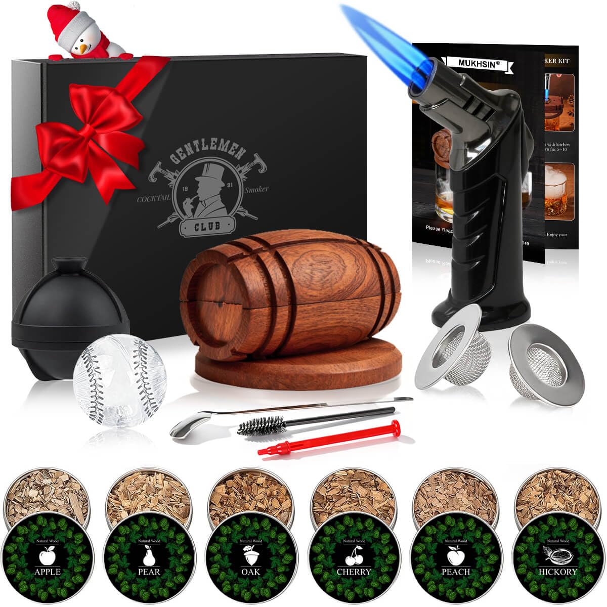 Whisky Smoker Set Cocktail Zubehör- Whiskey Geschenkset Personalisierte Geschenke für Männer Geburtstag Vater Papa Geburtstagsgeschenk Cocktail Whisky Räucher Set Gift