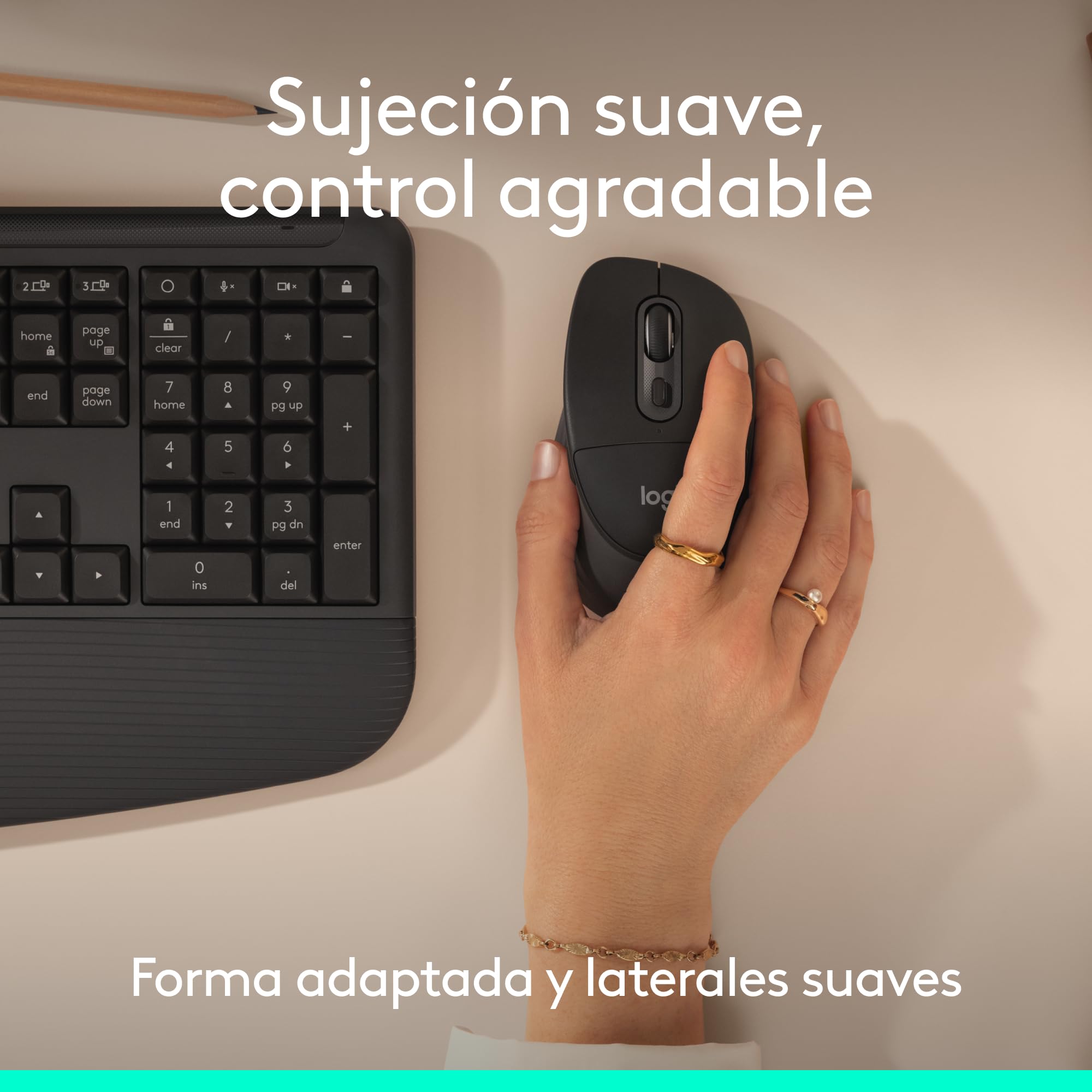 Logitech Signature Comfort Plus M850 L, ratón inalámbrico, ratón Bluetooth con Almohadilla para la Palma, clics discretos, autonomía de 24 Meses, Botones Personalizables, Windows, Mac y iPad - Negro