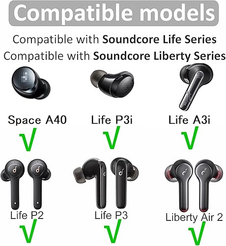 Miniatura 3 de Almohadillas de espuma viscoelástica compatibles con Soundcore Life P3  P3i  Liberty 3 ProSpace A40 y otros auriculares Soundcore TWS, auriculares