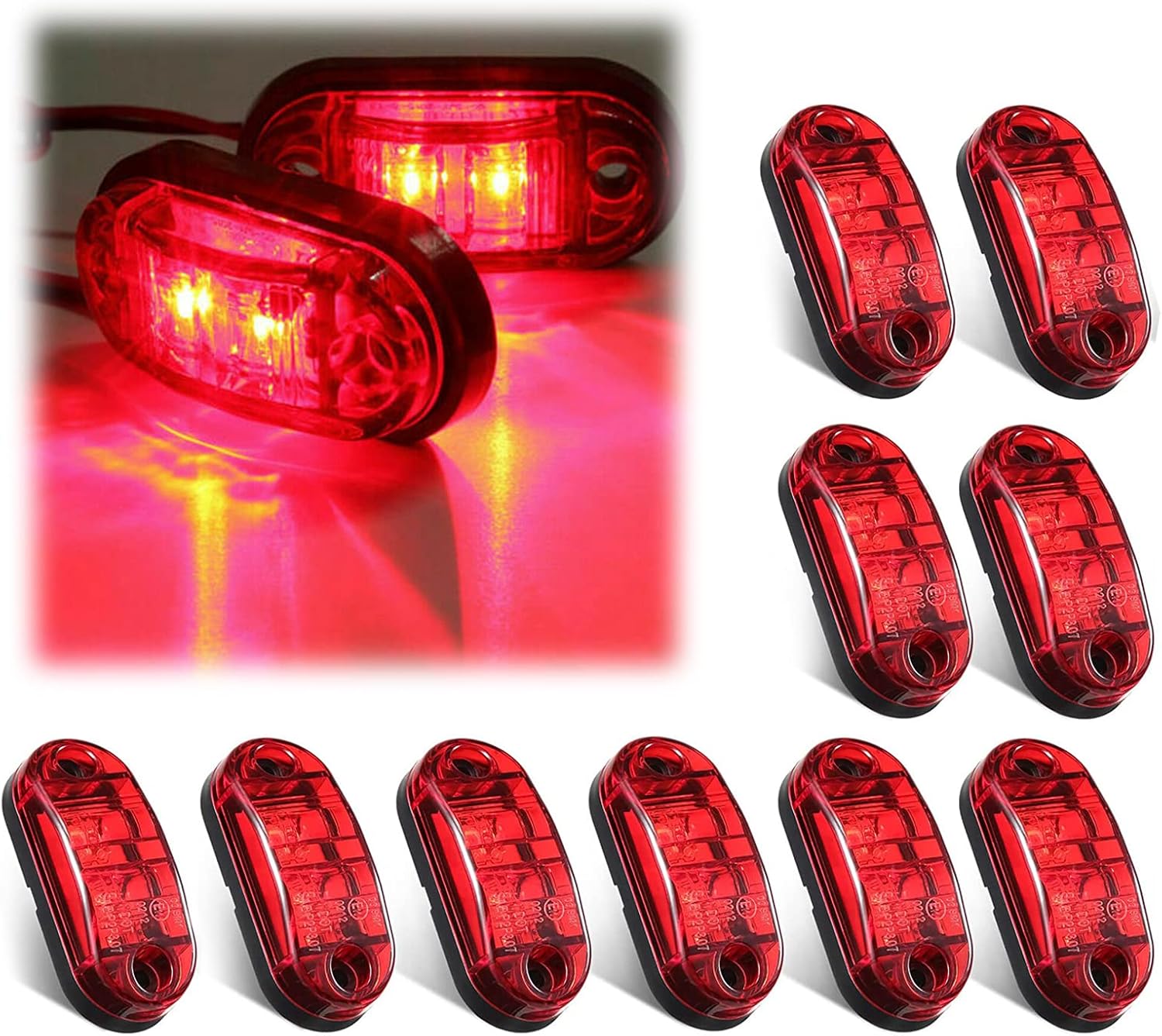 Sodcay 10 Pack 2 Diode Trailer Marker Lights, 2.5In LED