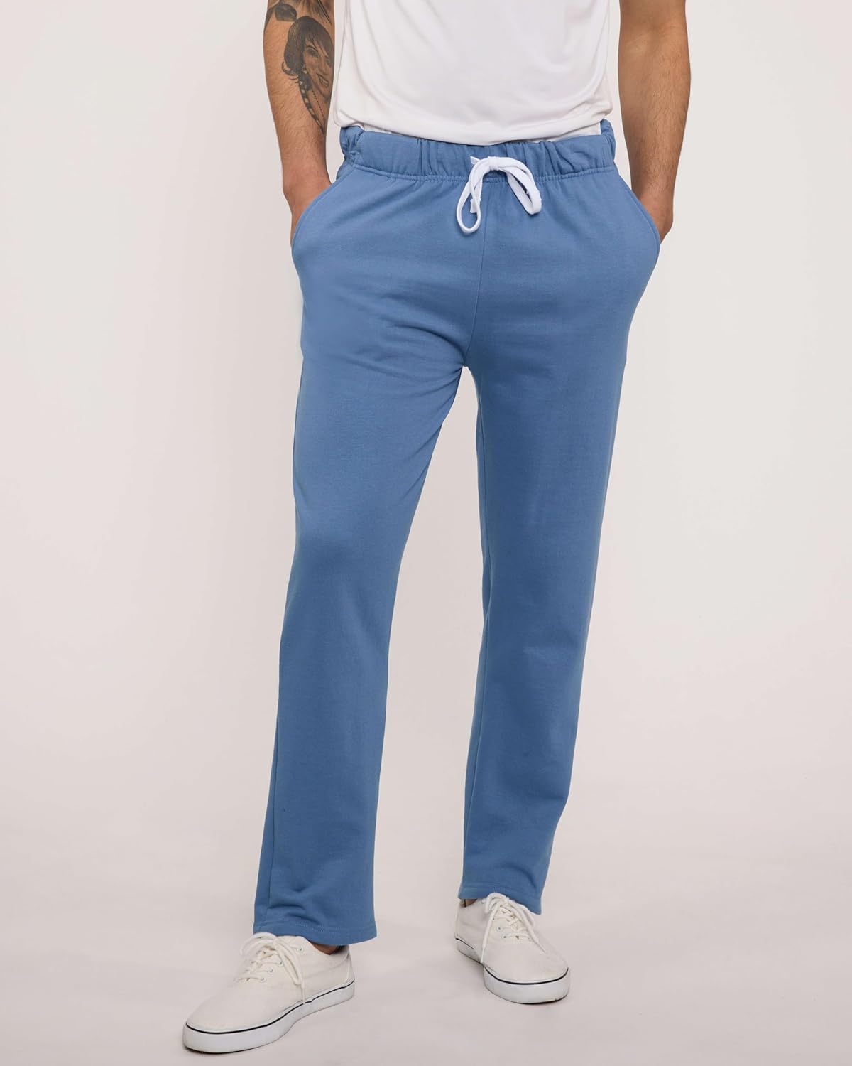 Real Essentials 3 Pack: Men's Tech Fleece Athletic Casual Open Bottom Sweatpants with Pockets (Available in Big & Tall) - Image 2