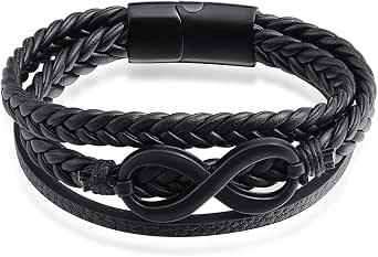 Bracciale Uomo In Pelle Intrecciata Blu Con Chiusura Magnetica In Acciaio - AnnaJewelBox