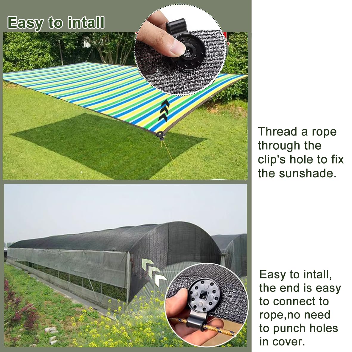 Stabile Schattentuch-Clips Aus Kunststoff - Wiederverwendbare Klemmen Für Gewächshaus, Garten & Camping