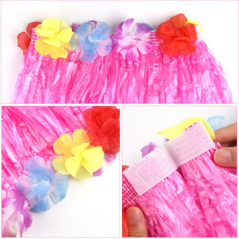 Lot De 5 Jupes Hawaïennes Herbe Hula Avec Fleurs, Guirlandes, Bracelet, Bandeau Et Collier - Décoration Fête Tropicale Luau